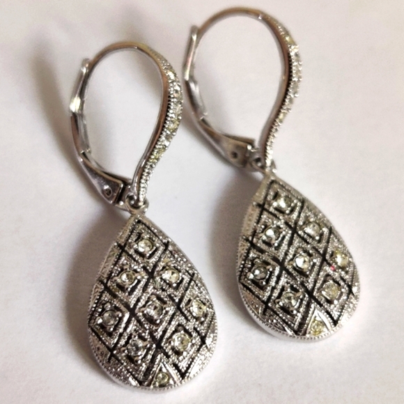 Diamante Teardrop Earrings - Picture 8 of 11